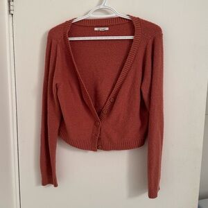 American Eagle Pink Boucle Cropped Cardigan Sweater